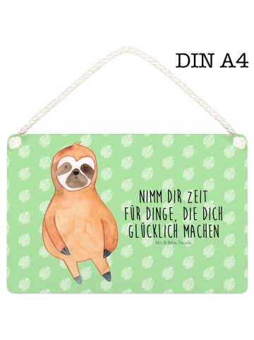 Mr. & Mrs. Panda Schild Faultier Zufrieden mit Spruch in Tropengrün