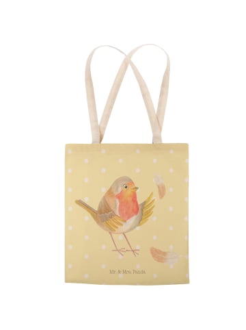 Mr. & Mrs. Panda Tasche Rotkehlchen Federn ohne Spruch in Gelb Pastell