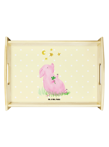 Mr. & Mrs. Panda Serviertablett Schwein Glück ohne Spruch in Gelb Pastell
