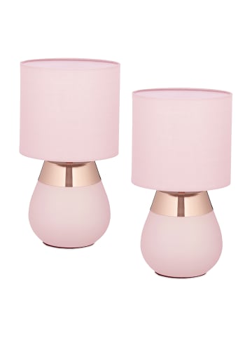 relaxdays 2 x Tischlampe in Rosa/ Kupfer - (H)32 x Ø 18 cm