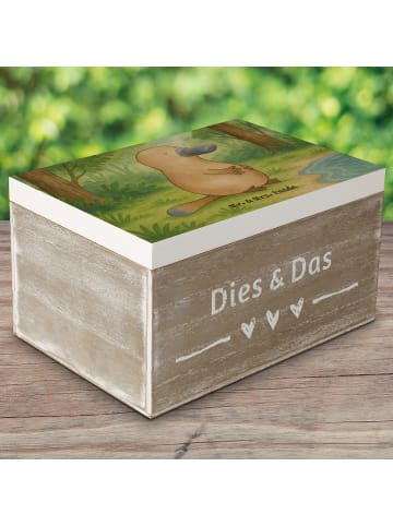 Mr. & Mrs. Panda Holzkiste Schnabeltier Mut Design ohne Spruch in Weiß