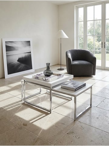 KADIMA DESIGN Couchtisch 2er Set Holz / Metall Sofatisch Eckig Modern, in Weiß