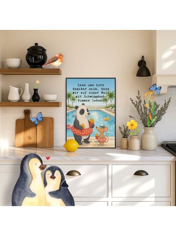 Mr. & Mrs. Panda Bild Panda Schwimmbad Pommes Design mit Spruch in Weiß