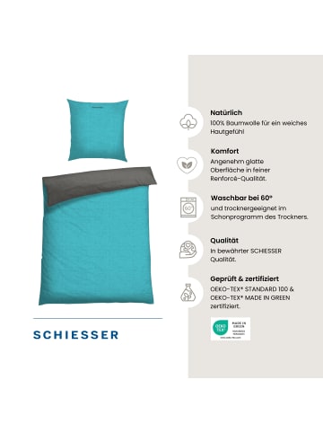 Schiesser Bettwäscheset Doubleface 2teilig in Türkis-Dunkelgrau