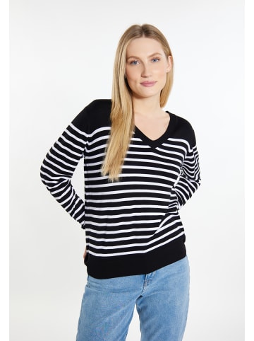 DreiMaster Damen Strickpullover in Schwarz Weiss