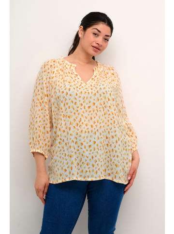 KAFFE curve Langarm-Bluse KCsigrida in White/Orange Graphic Dots