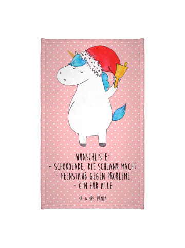 Mr. & Mrs. Panda Baumwollhandtuch Einhorn Weihnachtsmann mit Spruch in Rot Pastell