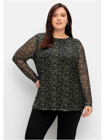 sheego Langarmshirt in schwarz gemustert