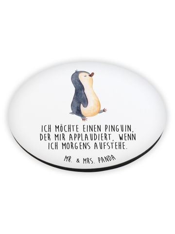 Mr. & Mrs. Panda Kühlschrankmagnet Pinguin mHerzieren mit Spruch in Weiß