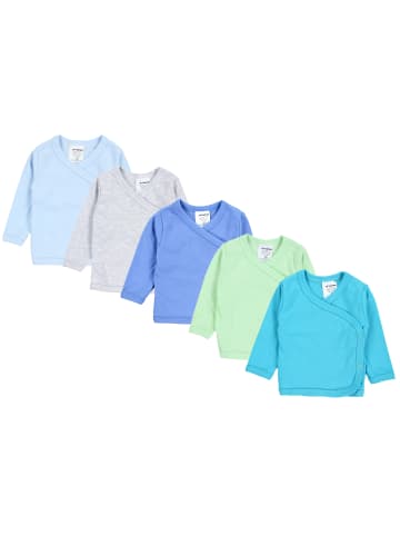 TupTam Baby Jungen Langarm Wickelshirt 5er Set in türkis/grün