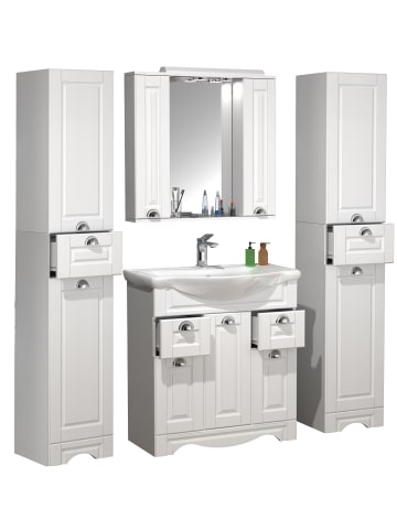 VCM 5-tlg. Waschplatz Waschtisch Casalo XL Landhaus in Weiß