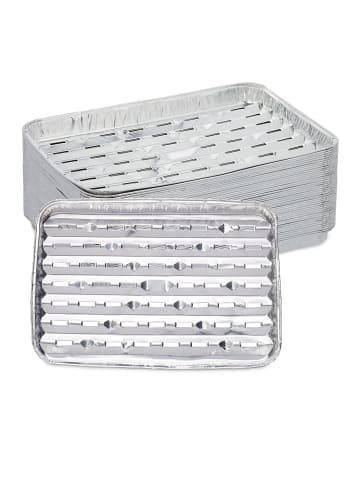 relaxdays 40 x Grillschale in Silber - (B)34 x (T)22 cm