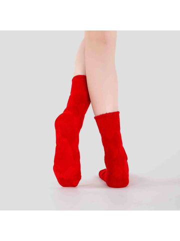 MUNADUNA Reverse Frottee Rote Socken mit Rautenmuster