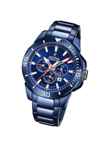 Festina Analog-Armbanduhr Festina Chrono Bike blau extra groß (ca. 47mm)