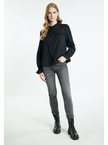 DreiMaster Damen Langarmbluse in Schwarz