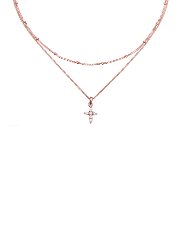 Elli Halskette 925 Sterling Silber Kreuz, Kugel in Rosegold