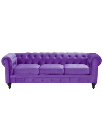 Beliani 3-Sitzer Sofa CHESTERFIELD in Violett/Braun - (W) 202 x (H) 70 x (L) 75 cm