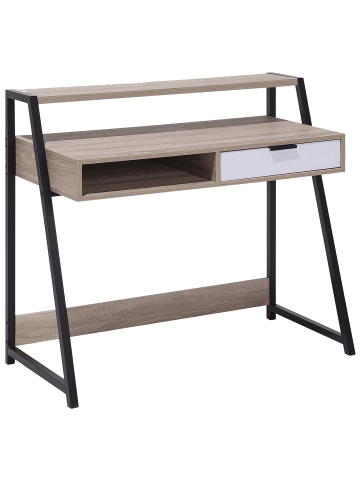 Beliani Schreibtisch CALVIN in Braun/Weiß/Schwarz - (W) 100 x (H) 92 x (L) 50 cm