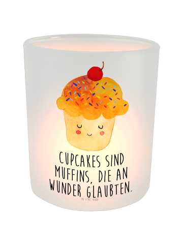Mr. & Mrs. Panda Kerzenhalter Cupcake mit Spruch in Transparent