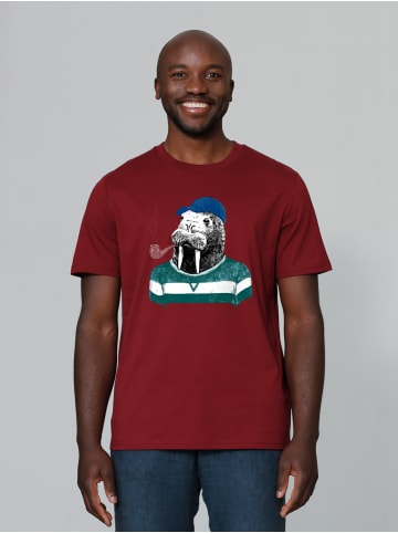 wat? Apparel T-Shirt Walross in Weinrot