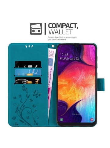 cadorabo Hülle für Samsung Galaxy A50 4G/A50s/ A30s Blumen in FLORAL BLAU