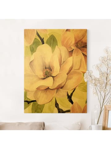 WALLART Leinwandbild Gold - Magnolie errötet I in Rosa