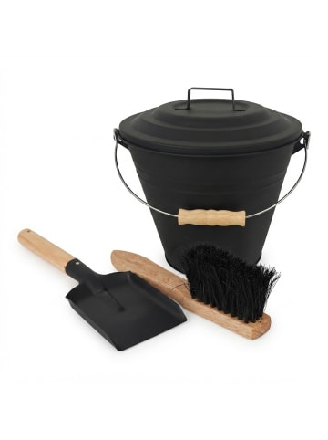relaxdays 3-tlg. Ascheeimer Set in Schwarz - 10 Liter