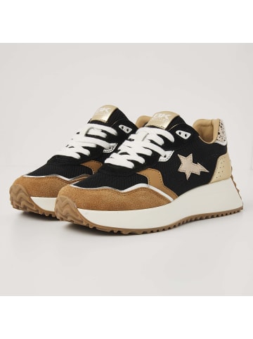 British Knights Sneaker Fable in schwarz/sand/goldfarben/leopard
