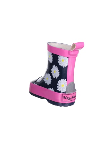 Playshoes Gummistiefel Halbschaft Margeriten in Marine/Pink