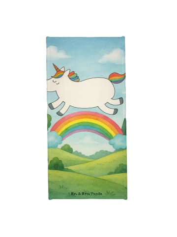 Mr. & Mrs. Panda Badehandtuch Einhorn Regenbogen Design ohne Spruch in Weiß