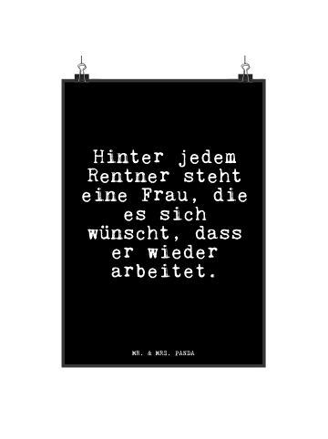 Mr. & Mrs. Panda Wandbild Hinter jedem Rentner steht... mit Spruch in Schwarz