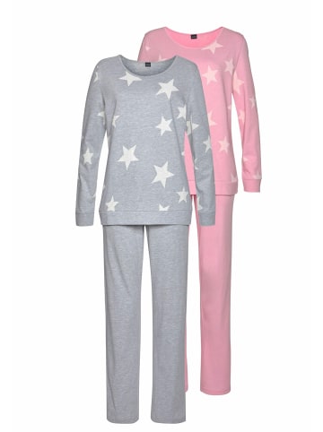 ARIZONA Pyjama in grau-rosa-Sterne