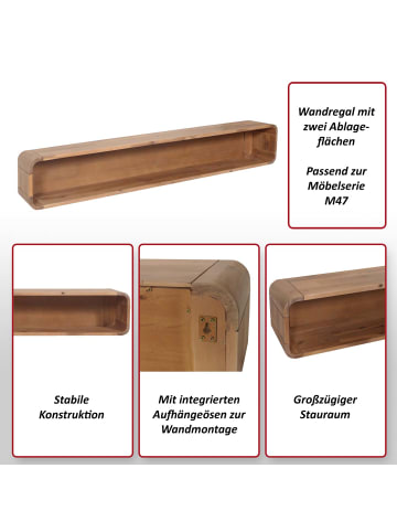 MCW Wandregal M47 Akazie Massiv-Holz gebeizt 160cm 9kg, Standard