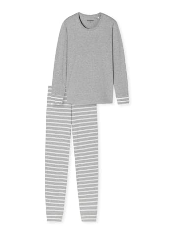 Schiesser Pyjama lang - Casual Essentials in silbergrau-mel.