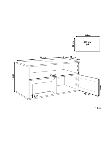 Beliani Waschbeckenunterschrank ROSELL in /Braun - (W) 86 x (H) 45 x (L) 40 cm