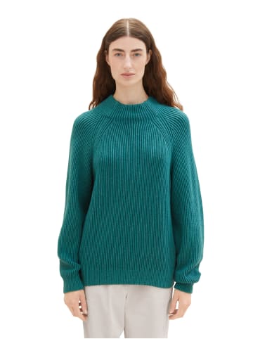 Tom Tailor Strickpullover Basic Rundhals Stretch Sweater in Grün