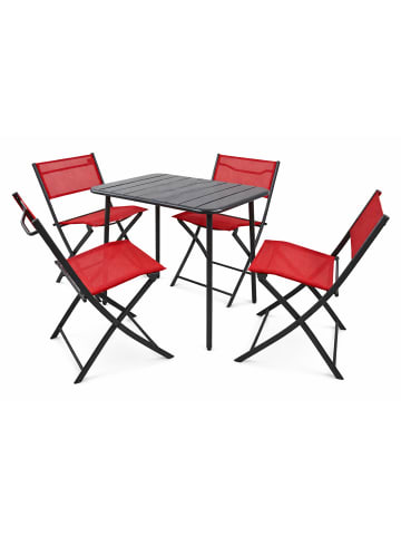 VCM 5 tlg. Bistroset Balkonset Gartenset Sumila 80x55 in Rot