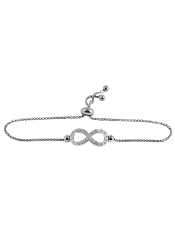 Adeliás Damen Armband – Unendlichkeitszeichen aus Edelstahl mit Perle 24 cm in silber