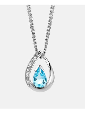 Diamant L'éternel Halskette mit Anhänger 585 Weißgold 0.46 Karat Diamant mit Topas