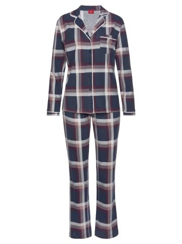 S. Oliver Pyjama in navy-kariert