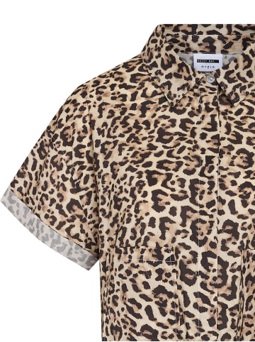 Noisy may Cropped Top Bluse mit Leo Print und Kent Kragen in Braun