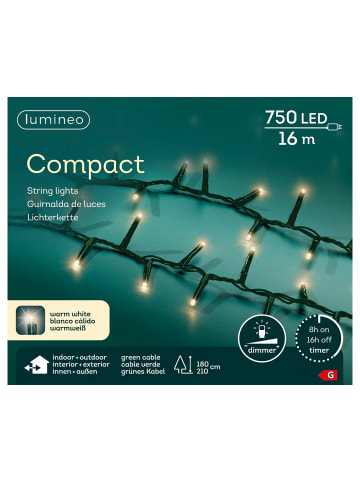LUMINEO Lichterkette COMPACT 750 LED 16 m, grünes Kabel, in warm weiß