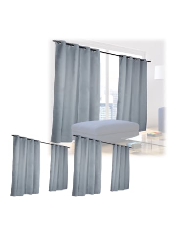 relaxdays 6 x Vorhang in Grau - (B)135 x (H)175 cm