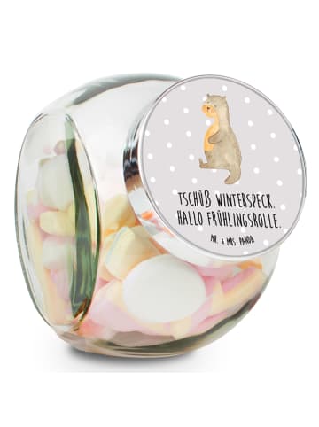Mr. & Mrs. Panda Glasdose Otter Bauch mit Spruch in Grau Pastell