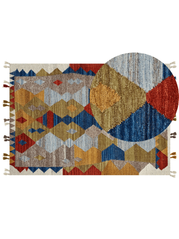 Beliani Kelim ARZAKAN in Bunt/Rot/Blau - (W) 160 x (L) 230 cm