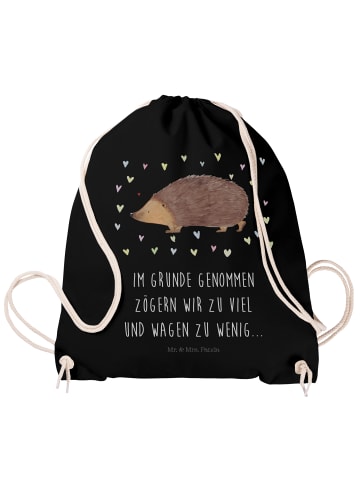 Mr. & Mrs. Panda Stofftasche Igel Herzen mit Spruch in Schwarz