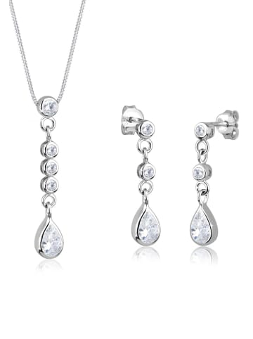 Elli Schmuckset 925 Sterling Silber Tropfen in Weiß