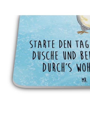 Mr. & Mrs. Panda Glasuntersetzer Pinguin Duschen mit Spruch in Eisblau