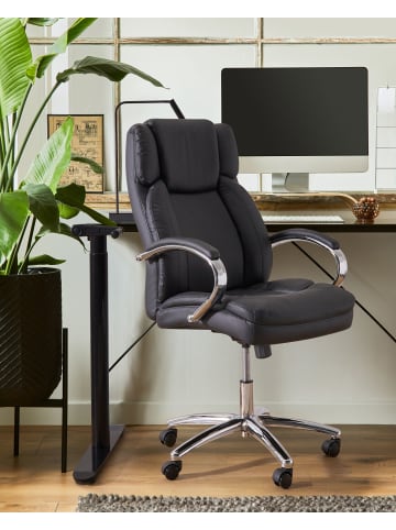 Beliani Chefsessel HONOR in Schwarz/Silber - (W) 65 x (H) 112 x (L) 65 cm