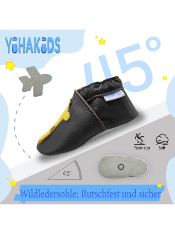 Yalion Leder-Krabbelschuhe "Eine giraffe" in anthracite